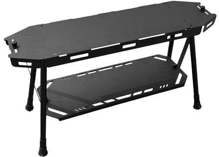 Zuasdvnk Table Pliante extérieure, Table Pliante de,Plans de Rangement en d'aluminium pour Bureau Pique-Nique léger | Étagère de Terrain compacte, Station de Cuisson Slim Fold pour