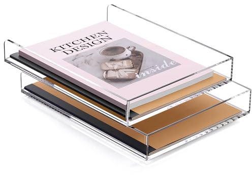SANRUI Briefablage A4 Stapelbar, Premium Acryl Dokumentenablage, Transparent & Massiv Schreibtisch Organizer für DIN A4, 5mm Premium Papierablage für Home-Office & Büro - Modernes Ablagesystem