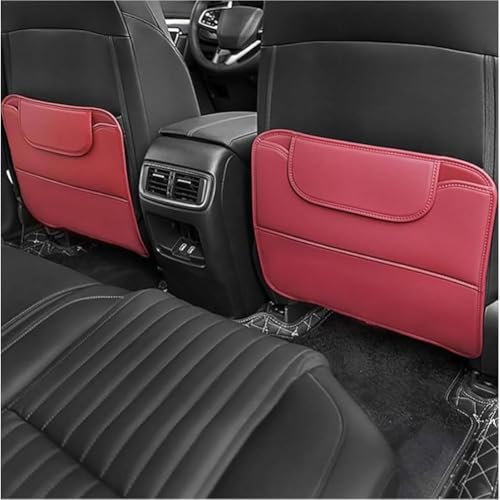 2 Stück Autositz Rückenlehnenschutz für Mini Hatch (F56) 3-Door 2018-2025, Auto wasserdichte Rückenlehnenschutz Mit Taschen Schmutzabweisend Zubehör,Red