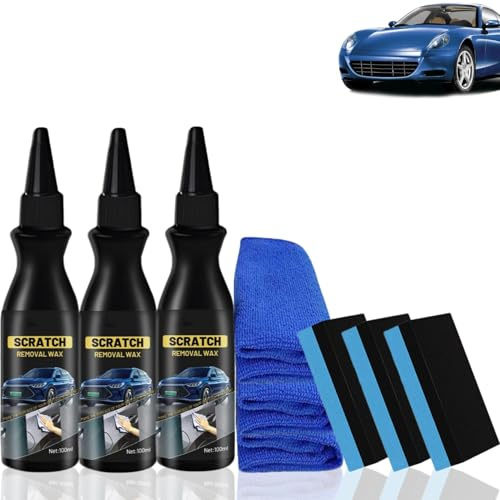 100ml Vernis à Froid Pour Voiture,Rayure Efface Rayure Voiture Carrosserie,Expert Efface Rayures Carrosserie De Voiture Pour Rayures De Peinture,Les Tourbillons,Abrasions,Avec éponge Et Chiffon (3)