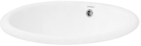 LuxeBath Waschbecken aus Keramik, Weiß glänzend, 490x405x195 mm, oval, Einbauwaschbecken mit Überlauf, Badezimmer Aufsatzwaschbecken Einbauwaschtisch Waschschale Waschplatz Handwaschbecken Becken