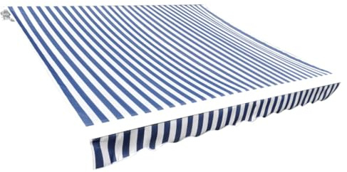 Telo di Ricambio per Tenda da Sole, Blu e Bianco 3x2.5m, Poliestere Resistente UV, Copertura per Tendone da Esterno, Giardino Balcone Patio, 280 x 245 cm