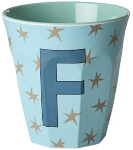 ReWu RICE - Tazza in melamina Media con Stelle - Lettera F - Tazza per bambini, da campeggio, da bere, Infrangibile, Senza BPA, 250 ml