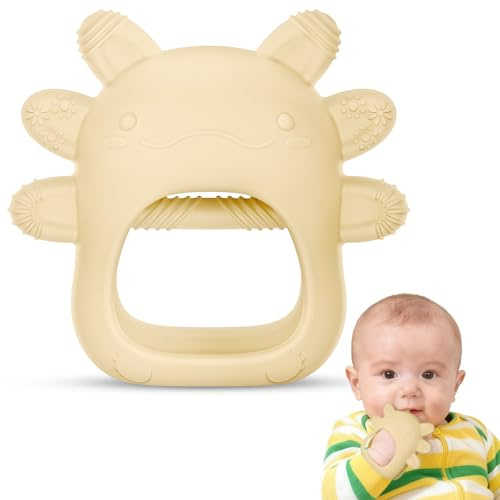 Vicloon Bitleksak för Baby, Silikon Vante, Mjuk Tuggbar Bitleksak, BPA-fri Bitvante för Bebisar, Anti-Tappa Tandsprickningsleksaker för Spädbarn 0-12 Månader, Benvitt