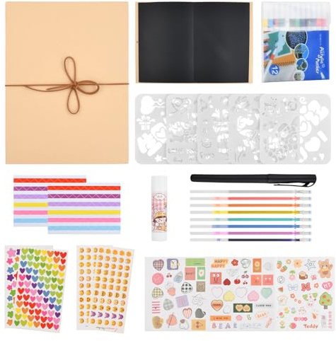 Álbum de Fotos Acordeón, 21×28cm Scrapbook DIY, Álbum Negro, 16 Pliegues 34 Caras para Boda Viaje Cumpleaños Regalos Recuerdos