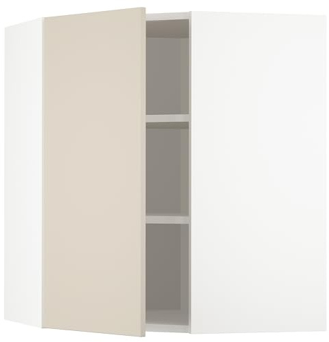 ProTuning METOD Hörnväggskåp med hyllor, vit/Havstorp beige, 68 x 80 cm
