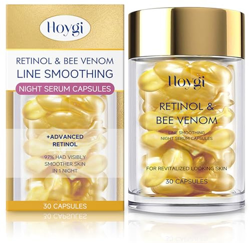 2pcs Retinol-Serum mit Bienengift, Retinol Line Smoothing Nachtserum Kapseln, Straffende Feuchtigkeitspflege, Effektiv gegen Falten und Pickel - Vegan, ohne Farbstoffe & Parfum, für alle Hauttypen