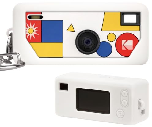 Silikonfodral för Kodak CHARMERA nyckelring digitalkamera persiennlåda, foto mini nyckelring kamerafodral med exakta utskärningar och repskydd – kamera ingår inte (vit)