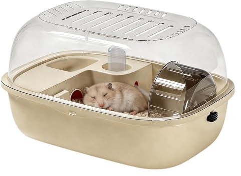 Jaula para Hámster - Transparente Silenciosa Ventilada con Tapa Abrible Portátil Y Fácil De Limpiar | Casa para Hámsteres y Ratones - para Residencia Estudiantil Hogar Oficina Dormitorio Salón Balcón