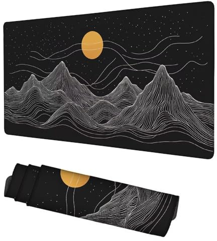 Alfombrilla Ratón Luna Mouse Pad 1200x600x3mm Alfombrilla Gaming Negro Desk Mat, Protector Escritorio, Accesorios Gaming, Mejora Precisión y Velocidad, para PC Gamer, Portátil, Oficina, f-464