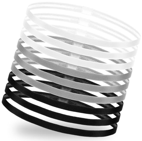 Cobee 9 Stück Sport Haarband Herren Damen, Elastische Stirnband Dünn Haarband Sport rutschfeste Haarbänder Haarreifen Männer Damen Stirnbänder für Fußball Yoga Laufen Joggen