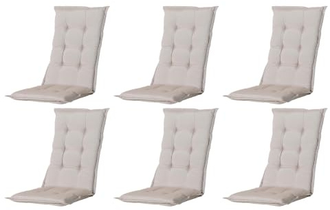 Madison 6er Set Hochlehner Auflagen, Bequeme und Stilvolle Gartenstuhlauflage für Holz-, Stahl-, Oder Kunststoffstühle, Sitzauflage - Indoor/Outdoor Stuhlpolster - Panama Linen
