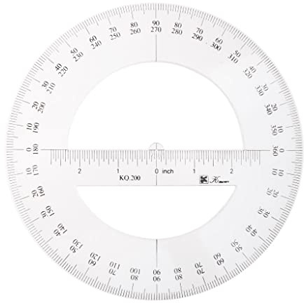 Gitohoni Goniometro, a Cerchio Completo, in Plastica, 20 Cm, Trasparente