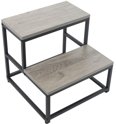 Czyurachel Marchepied 2 marches, double marchepied jusqu'à 80 kg, marchepied pour caravane 2 marches, marchepied pour caravane 2 marches, cadre en métal, robuste et durable, gris