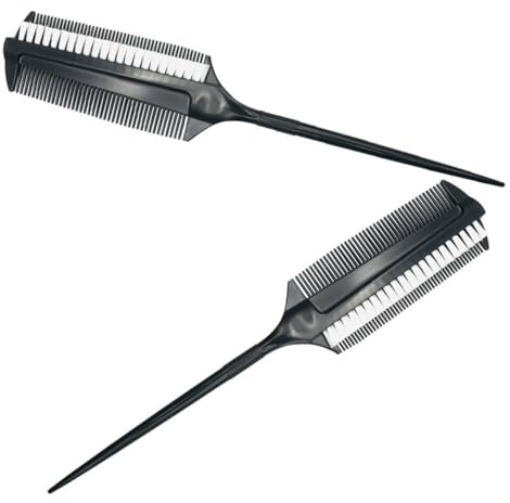 Cepillo Aplicador de Tinte Cabello Plástico 2 Piezas Doble Cara | Uso Profesional en Salón y Peinado Diy, Diseño Dos en Uno, Negro, para Barberos