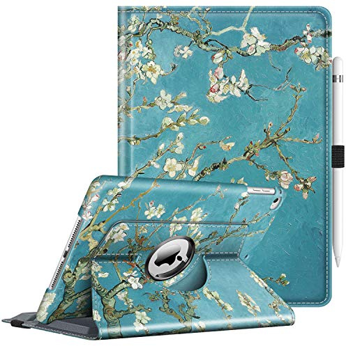 Fintie Funda Giratoria Compatible con iPad 9.7 (2018/2017), iPad Air 2, iPad Air - Rotación de 360 Grados Carcasa con Función de Soporte y Auto-Reposo/Activación, Flores