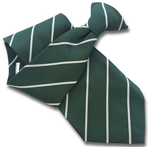 Corbata de clip para hombre, color verde botella con rayas blancas delgadas, Verde botella, blanco, Length: 20 inches