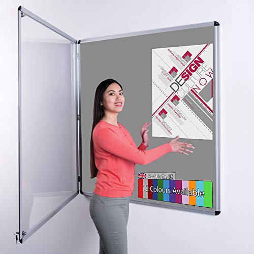 Wonderwall Classic Tamperproof Lockable Grey Felt Noticeboard, 90 x 90 cm, Light Grey Display Pinboard, Aluminium Frame with 2 Matching Locks & Keys - Ideal for Offices, Schools, Displays