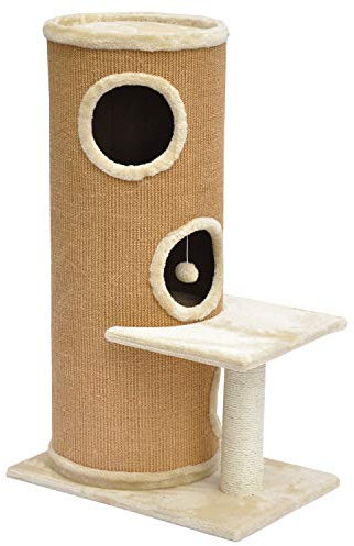 nanook Casimir Kratztonne Kratzbaum XL Katzenhöhle, standfest mit 3 Etagen, seitlicher Sitzplatz mit robustem Sisalstamm, Katzentonne Kratzmöbel, Höhe: 102 cm
