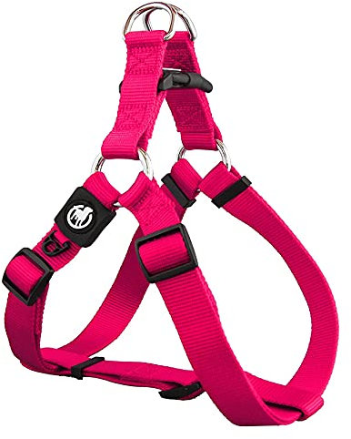 DDOXX Nylon Step-In Hundegeschirr - Verstellbare Brust Welpengeschirr für alle Größen - XXS (Pink)