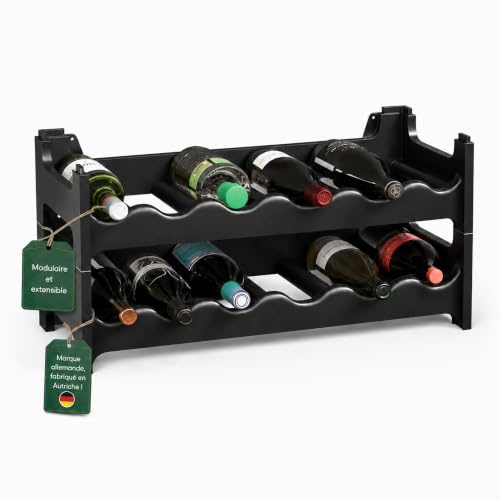 ARTECSIS® Weinregal stapelbar & modular erweiterbar Kunststoff für 12 Weinflaschen (schwarz) - Stabiles Flaschenregal & Getränkeregal Gastronomie-Qualität - Flaschen Weinständer & Weinflaschenhalter