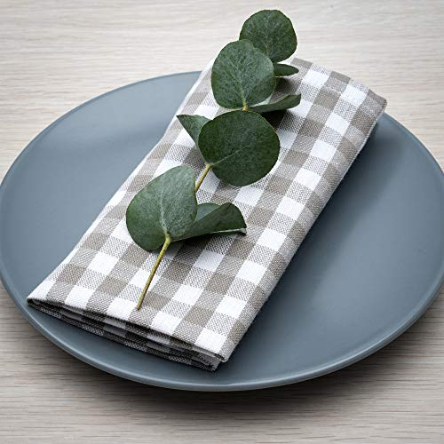 FILU Servietten 4er Pack Grau/Weiß kariert (Farbe und Design wählbar) 45 x 45 cm - Stoffserviette aus 100% Baumwolle im skandinavischen Landhausstil