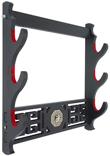 SHULI 3 Couche Support d'épée Support Mural Velours Katana rembourré Stand Samurai Support d'épée présentoir Katana-A