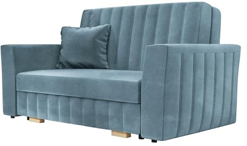 Mirjan24 Schlafsofa Viva Glam II mit Bettkasten, Rückenlehne und Seiten fest angenäht, 2 Sitzer Polstersofa, Sofa mit Schlaffunktion, Sofagarnitur inkl. Kissen, Bettsofa (Kronos 31)