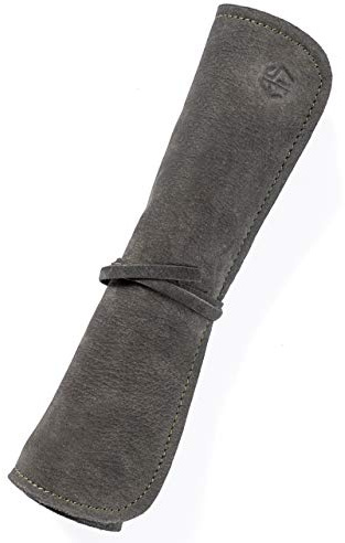 Hochwertige 7-Fach Echt-Leder Kochmesserrolle Steve – Rolltasche Werkzeugtasche verschliessbar - Messertasche Steve (7-Fächer, Olive - Grün)
