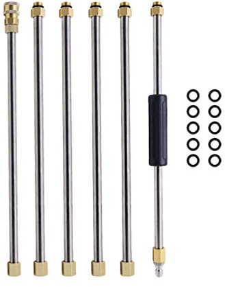 ULTECHNOVO Lot De 6 Rallonges Pour Nettoyeur Haute Pression Accessoire De Nettoyage De Gouttières Connecteur Rapide 1/4 Pouce En Inox Pour Lavage De Voiture Sols Et Murs