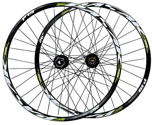 Fahrrad Laufrad,26/27.5/29'' Hinterräder Doppelwandige MTB-Felge Scheibenbremsen 12/15MM Laufwelle 7/8/9/10/11 Geschwindigkeitsschwungrad (Color : Green, Size : 26in/15mmaxis)