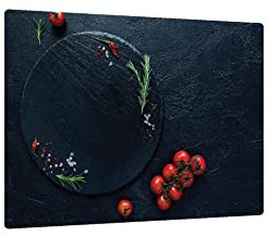 ALLboards Glass Chopping Board Tomatoes Cherry Tomatoes Ceramic Stone 60x52cm Cutting Board Splashback Worktop Saver for Kitchen Hob Protection Hot Cover Heat Resistant Multi-Glass Plate Dishes Pad