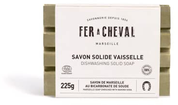 Fer à Cheval - Savon solide vaisselle Ecodétergent - Savon de Marseille au bicarbonate de soude 225g