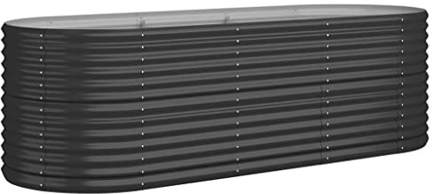 vidaXL Hochbeet, Wetterfestes Hochbeet für Garten Balkon Terrasse, Kräuterhochbeet zum Selber Bauen, Pflanzkasten aus Metall, Verzinkter Stahl Anthrazit