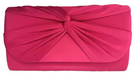 LeahWard Women's Satin Large Bow Clutch Bag Wedding Holiday Party Soft Handbag (Fuchsia)
