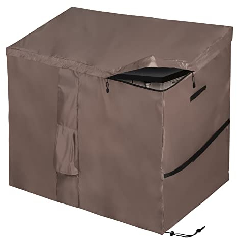 Housse imperméable pour abri de jardin, housse de rangement d'extérieur avec dessus incliné à ouverture rapide compatible avec la série Store It Out, Oxford 420D, marron (147 x 86 x 125 cm)