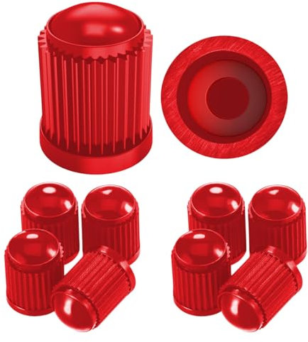Pitlane Performance® 10 Tappi Coprivalvola per Pneumatici – Compatibili con Auto, SUV, Moto, Bici – Coperture Valvola Schrader Resistenti con Guarnizione Interna (Rosso)