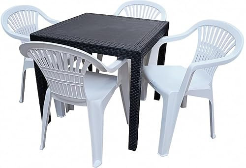 Koopman International B.V. Gartenmöbel-Set Gartentisch Gartenstuhl Tisch mit 4 Stühlen Stuhl Garten Balkontisch Balkonstuhl 5tlg.