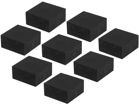 PATIKIL Tampons en Caoutchouc Anti-Vibrations, 8 Pièces de Tapis d'Isolation Des Vibrations Autoadhésifs 1,97x1,97x1 pour Climatiseur HVAC, Lave-Linge, Sèche-Linge Noir