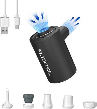 FLEXTAIL MAX PUMP 2024, Pompa ad Aria Elettrica Portatile, Pompa da Campeggio, Pompa Sottovuoto, Ultraleggera e Tascabile, Batteria da 1600 mAh per Materassi ad Aria, Galleggiante, Sacchetto