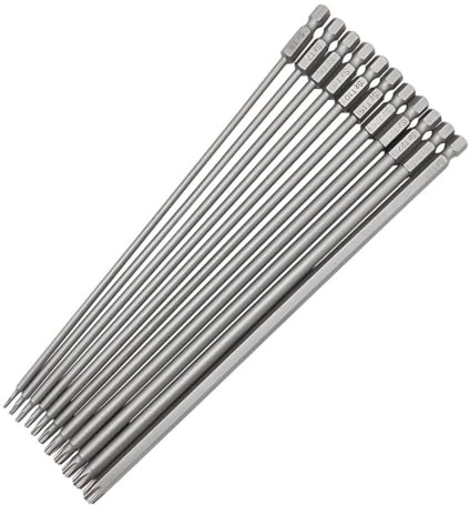 Saipe Lot de 11 embouts de tournevis Torx extra longs de 200 mm - Embouts de tournevis magnétiques à tête Torx S2 en acier - Tige hexagonale de 6,35 mm - Inviolable - T6-T40