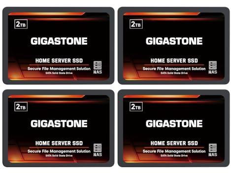 Gigastone Home NAS SSD 2TB (4er-Pack) 24/7 Dauerhaft TLC Hohe Dauerhaltbarkeit Persönlicher Server Cloud Datenspeicher RAID 3D NAND 2,5 Zoll SATA III Interne Solid State Festplatten