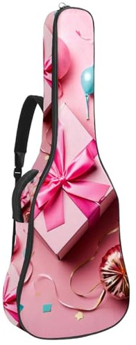 Schöne Gitarrentasche für 40/41/42 Zoll Gitarren Wasserdicht Mehrere Taschen Rosa Geschenkmuster, Mehrfarbig Nr. 08, 42.9x16.9x4.7 in, Gitarrentasche