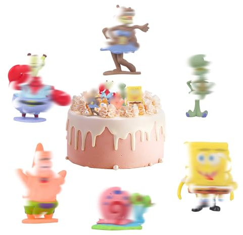 Luclay Mini Figuren Set-6 Pcs Cake Tortenfiguren Geburtstagstorte Dekoration Puppendekoration Aquarium Deko Cartoons Kuchen Deco Cupcake Toppers Modell Spielzeug für Kinder Junge