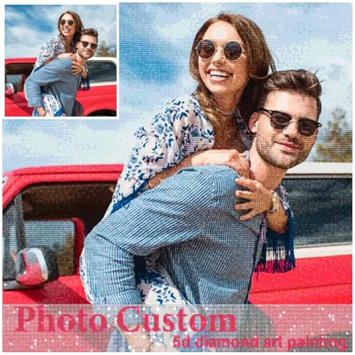 Rainsar Diamond Painting Personalisiert Foto, Benutzerdefinierte Design 5D Full Drill Diamond Painting, Diamond Painting mit Eigenem Foto, Einzigartiges Kunstwerk für Erwachsene Home Decor, 30x30cm