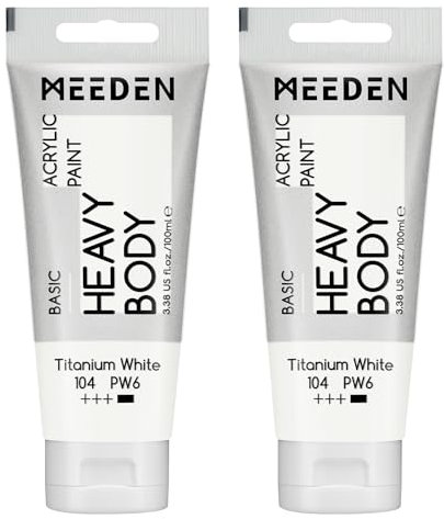 MEEDEN Titanium White Acrylic Paint: Pack of 2 Heavy Body Acrylic Paints (100ml x 2 Tubes)