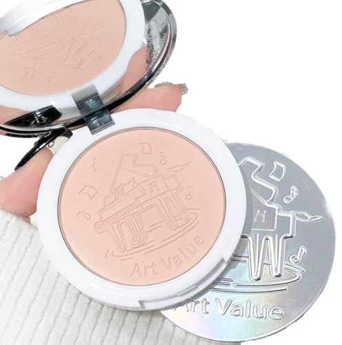 KARLOR Kompaktpuder nudefärg kompakt pulver matt puder ansikte makeup finish, fixing pulver porförfining ogenomskinlig långvarig efterbehandling pulver för friska hudtoner (03#naturlig)