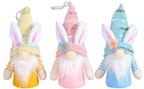 Aublinto Weihnachten GNOME Elf Gesichtslosen Puppe Weihnachtswichtel Wichtel Figuren Xmas Elf-Figur Plüsch Osterhasen Zwerge Osterhasen Puppen Handgemachte Ostern mit LED Licht Für Kinder 3 STÜCKE