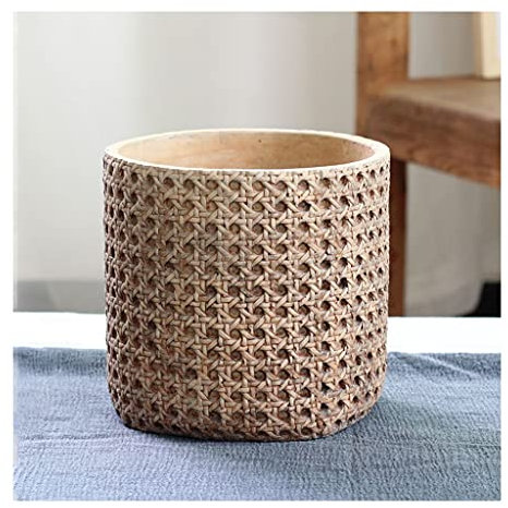 Vaso da fiori in cemento con scarico per piantare interni ed esterni, di piccole dimensioni, ecologico, per piante e fiori, elegante e durevole