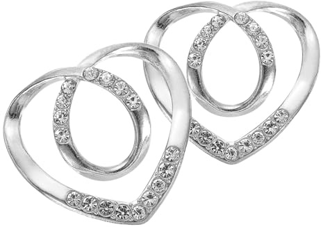 QUARKZMAN Lot de 2 pinces à foulard en soie, en forme de cœur et de diamant, pour cravates, boutons noués, pour vêtements, châles, chemises, vêtements, argent
